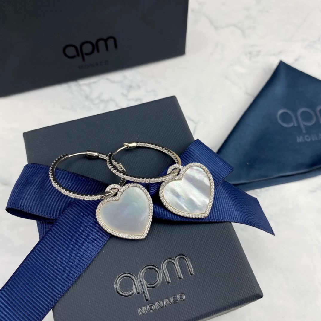 APM Monaco Elegant Heart-Shaped Hoop Earrings with Diamond Accents